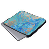 Blaue und goldene flüssige Textur Laptopschutzhülle (Vorne Knopf)