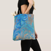 Blaue und goldene flüssige Textur Tasche (Von Nahem)