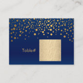 Blaue und goldene Fohlen mit Confetti Dots Platzkarte (Rückseite)
