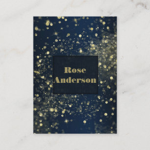 Blaue und goldene funkelnde Lichter Glamour Glitte Visitenkarte