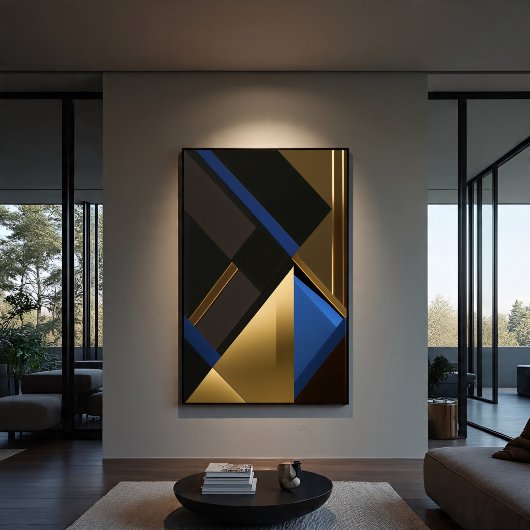 Blaue und goldene Geometrie Leinwanddruck