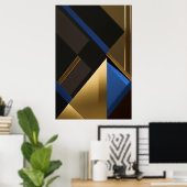 Blaue und goldene Geometrie Poster (Heimbüro)