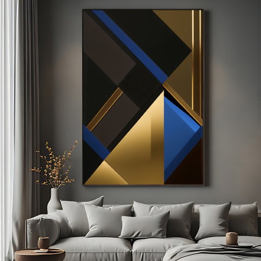Blaue und goldene Geometrie Poster