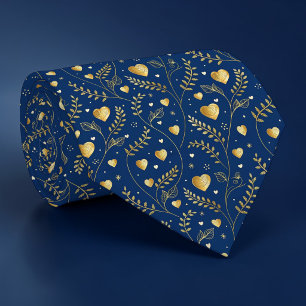 Blaue und goldene Herz-Muster-Halsbinden Krawatte