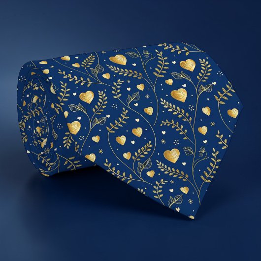 Blaue und goldene Herz-Muster-Halsbinden Krawatte