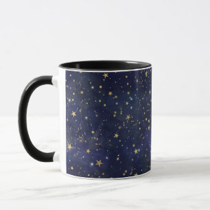 Blaue und goldene himmlische Sterne whimsical Aqua Tasse