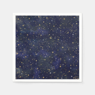 Blaue und goldene himmlische Sterne whimsical Wate Serviette
