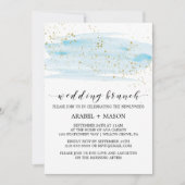 Blaue und goldene Hochzeitsfeier Einladung (Vorderseite)