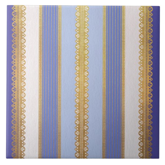 Blaue und goldene Keramikfliese (Vorderseite)