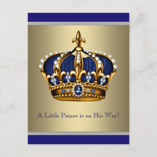 Blaue und goldene Kronen Kleine Prinz Baby-Party Einladung