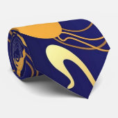Blaue und goldene Kurven Krawatte (Gerollt)