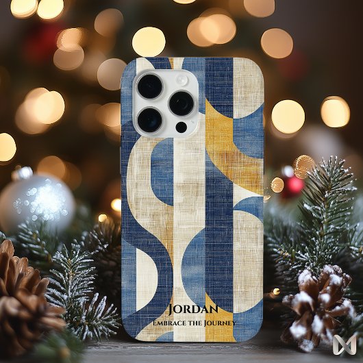 Blaue und goldene Kurven - künstlerische geometris Case-Mate iPhone Hülle