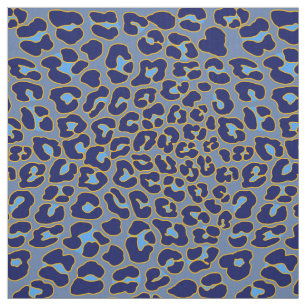 Blaue und goldene Leoparden Stoff