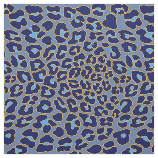 Blaue und goldene Leoparden Stoff (Muster)