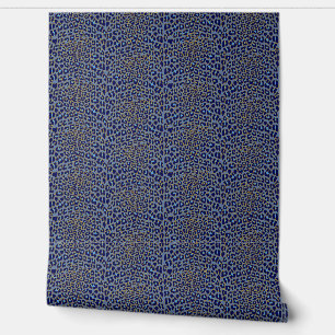 Blaue und goldene Leoparden Tapete