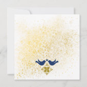 Blaue und goldene Liebesvögel Mexican Wedding Squa Einladung (Rückseite)