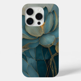 Blaue und goldene Lotosblume Geometrische Linienku Case-Mate iPhone Hülle