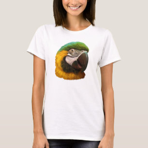 Blaue und goldene makaw-realistische Malerei T-Shirt