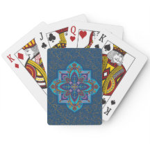 Blaue und goldene Mandala-Spielkarten