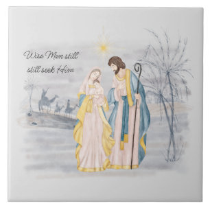Blaue und goldene Maria, Josef und Jesus-Feiertag Fliese