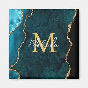 Blaue und goldene Marmor-Achat-Magnete Magnet