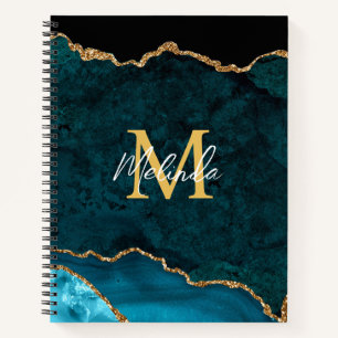 Blaue und goldene Marmor-Achat Notizblock
