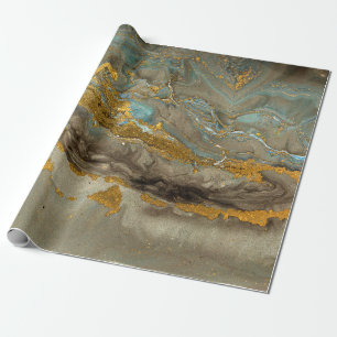 Blaue und goldene Marmormuster Geschenkpapier