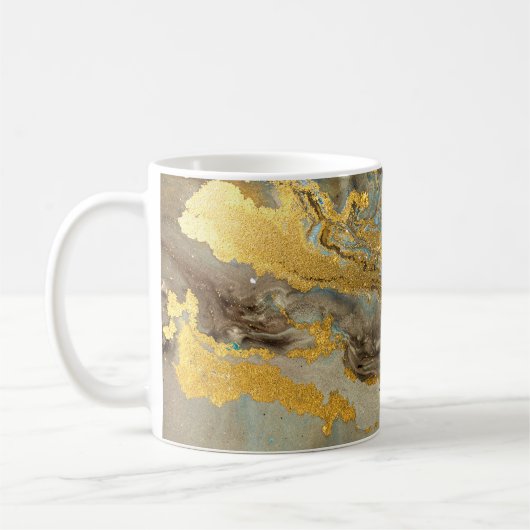 Blaue und goldene Marmormuster Kaffeetasse (Links)