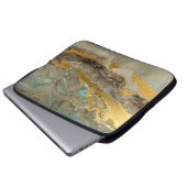 Blaue und goldene Marmormuster Laptopschutzhülle (Vorne Knopf)