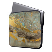 Blaue und goldene Marmormuster Laptopschutzhülle (Vorderseite Links)