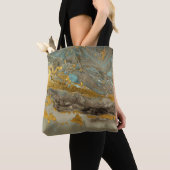 Blaue und goldene Marmormuster Tasche (Von Nahem)