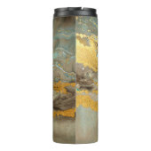 Blaue und goldene Marmormuster Thermosbecher (Rückseite)