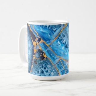 Blaue und goldene Marmoroptik Kaffeetasse
