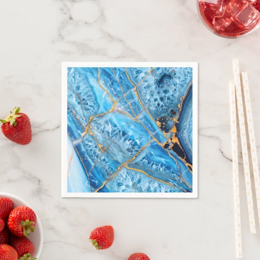 Blaue und goldene Marmoroptik Serviette (Beispiel)
