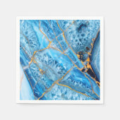 Blaue und goldene Marmoroptik Serviette (Vorderseite)