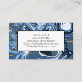Blaue und goldene Marmorplatte Moderne Abstrakte F Visitenkarte (Rückseite)