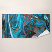 Blaue und goldene Marmorstruktur. Goldmarmor liqu Badehandtuch (Badehandtuch)