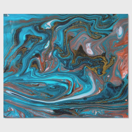 Blaue und goldene Marmorstruktur. Goldmarmor liqu Geschenkpapier (Flach)