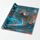 Blaue und goldene Marmorstruktur. Goldmarmor liqu Geschenkpapier (Ungerollt)