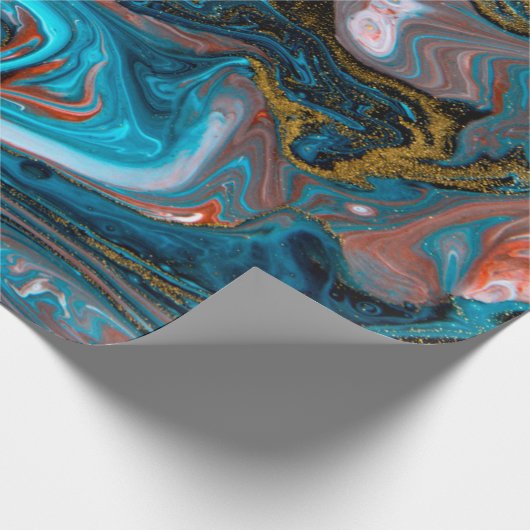 Blaue und goldene Marmorstruktur. Goldmarmor liqu Geschenkpapier (Ecke)