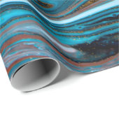 Blaue und goldene Marmorstruktur. Goldmarmor liqu Geschenkpapier (Rolleneckpunkt)