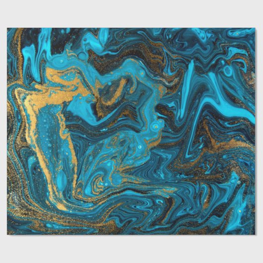 Blaue und goldene Marmorstruktur. Goldmarmor liqu Geschenkpapier (Flach)