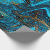 Blaue und goldene Marmorstruktur. Goldmarmor liqu Geschenkpapier (Ecke)