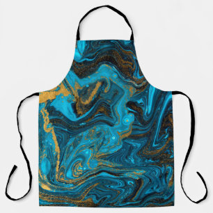Blaue und goldene Marmorstruktur. Goldmarmor liqu Schürze