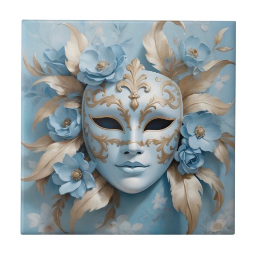 Blaue und goldene Maske Fliese (Vorderseite)