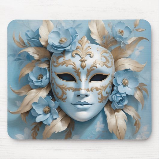 Blaue und goldene Maske Mousepad (Vorne)