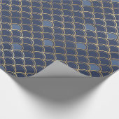 Blaue und goldene Meerjungfernmuster Geschenkpapier (Ecke)