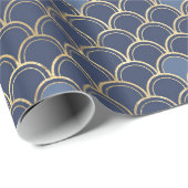 Blaue und goldene Meerjungfernmuster Geschenkpapier (Rolleneckpunkt)