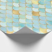 Blaue und goldene Meerjungfrauen Geschenkpapier (Ecke)