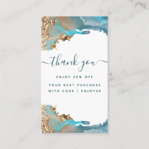 Blaue und goldene moderne Kunst Flüssige Tinte Ges Rabattkarte